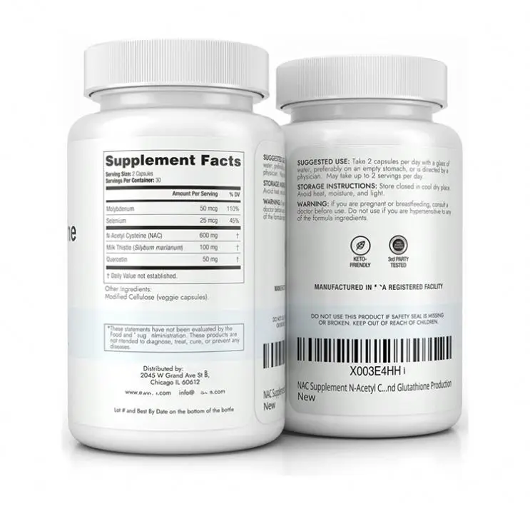 Private Label NAC Capsules Antioxidant Supplements Nac N-acetyl L-Cysteine 600mg