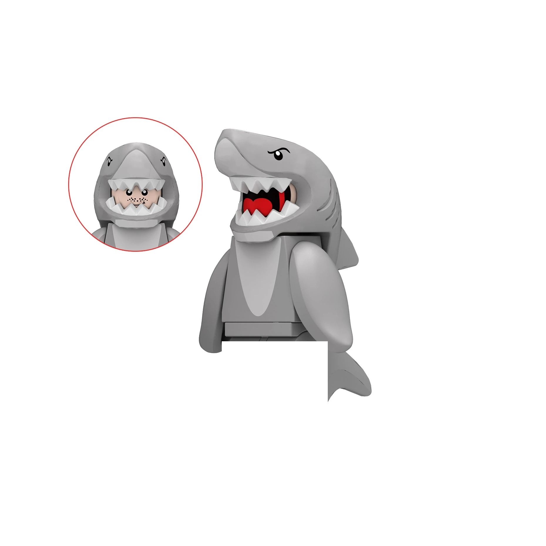 Blue Shark Man pink grey shark Famous Movie character plastic Mini Blocks Building Block Toys boys Kids