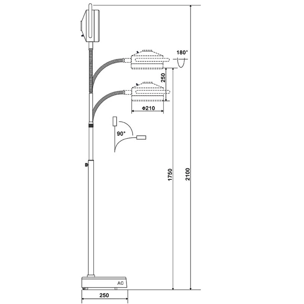 Лампа для мобильного рабочего освещения AMOPL16 со светодиодным освещением цвета дневного света и регулируемой высотой клинического использования