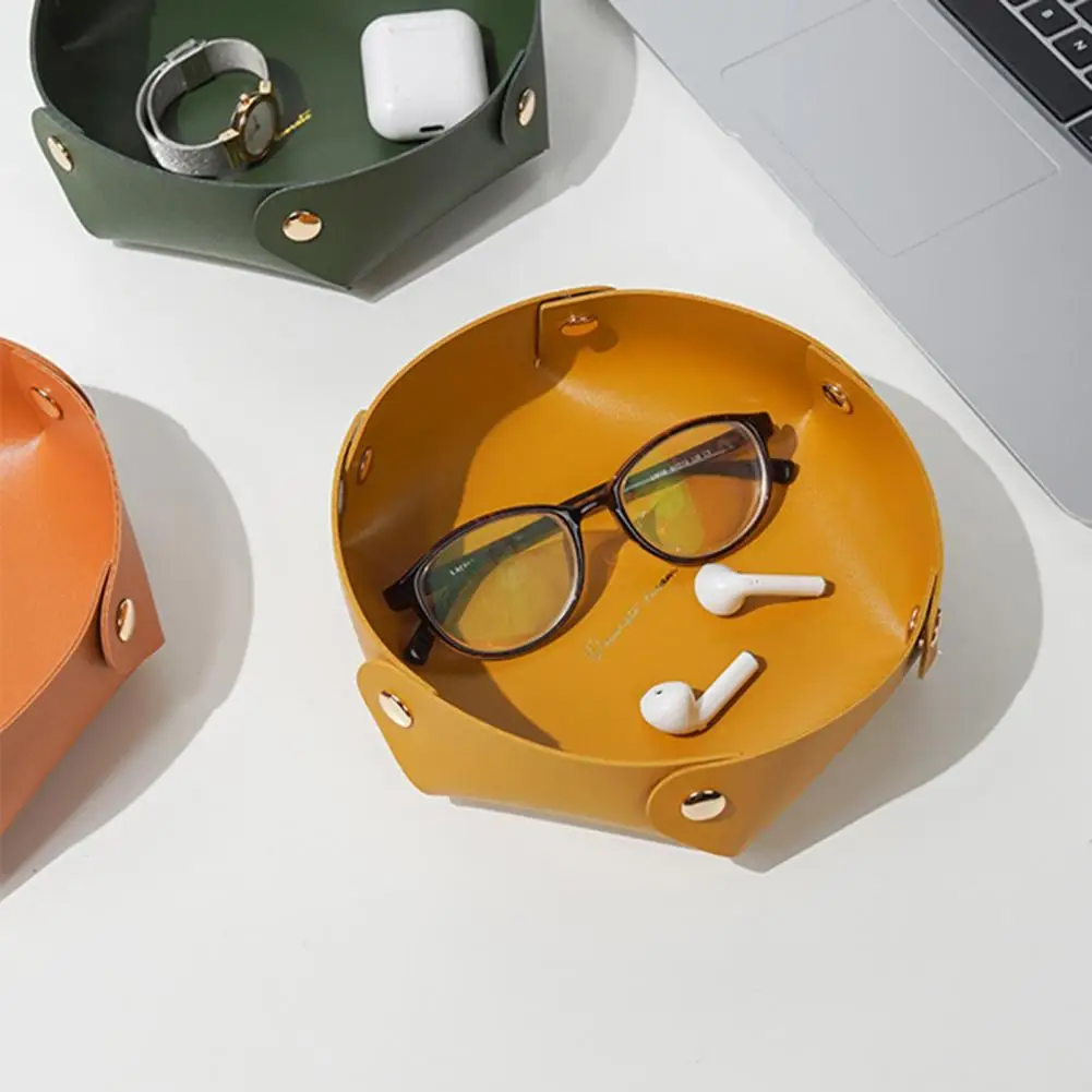 Luxury Blank Vanity Leather Trinket Storage Perfume Jewelry Cable Valet PU Decoration Tray