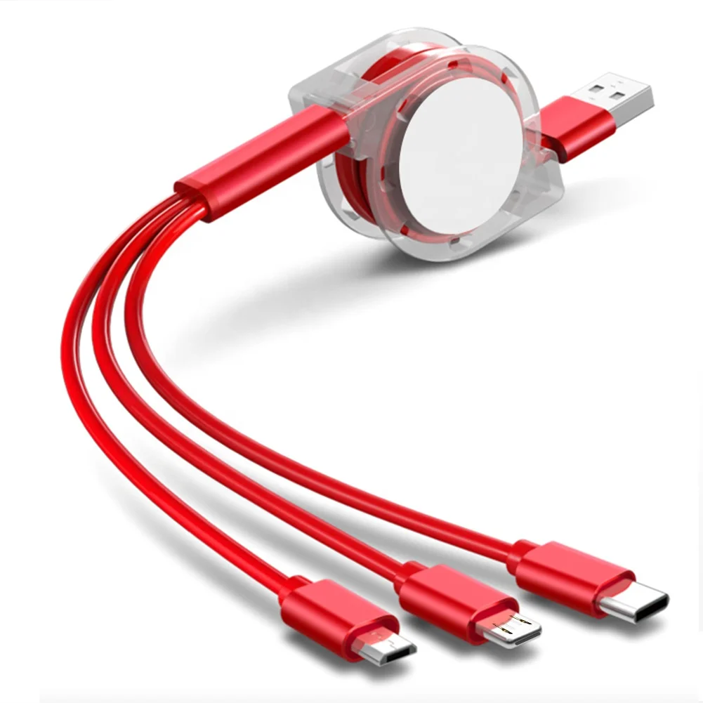2021 Hot product Retractable Three In One Telescopic Usb Cable Mobile Phone Charging Cable Manufacturer