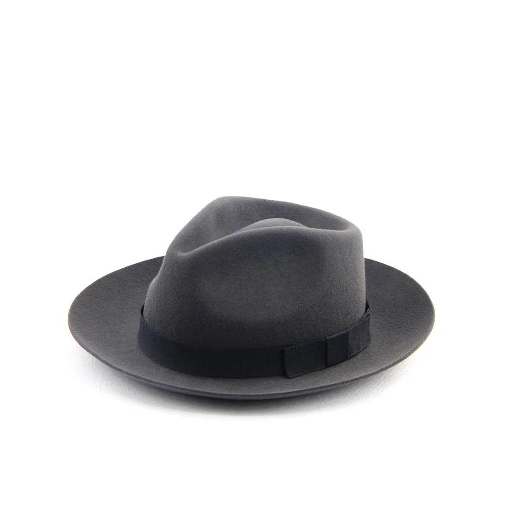 LiHua Hot sale Men Waterproof Fedora Hat Bowknot Fedora Hat Short Brim Wool Felt  Hat