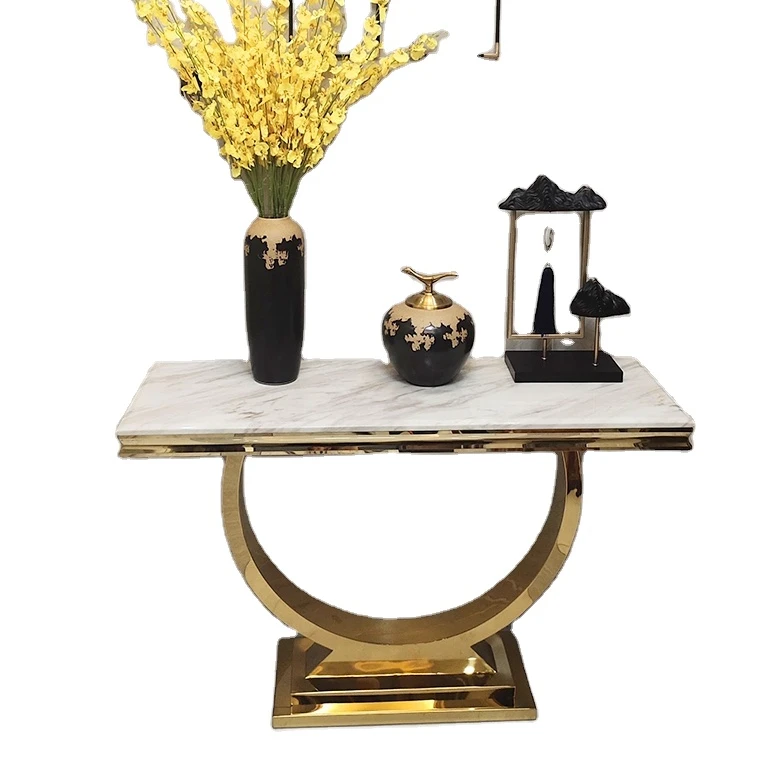 2021 luxury marble top hallway corner console table decorative living room console table