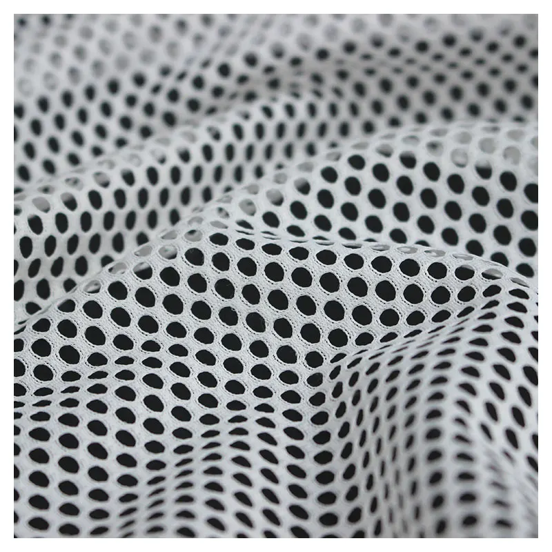 Proffesion Fine Holes Warp Knitted White 100% Polyester Net Mesh Fabric For Shoes
