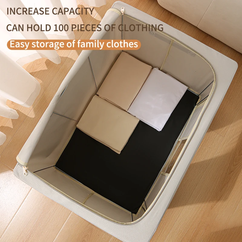 High-capacity Wardrobe Organize Visual Window Clothing Storage Box Clothes Storage Bins with Metal Frame