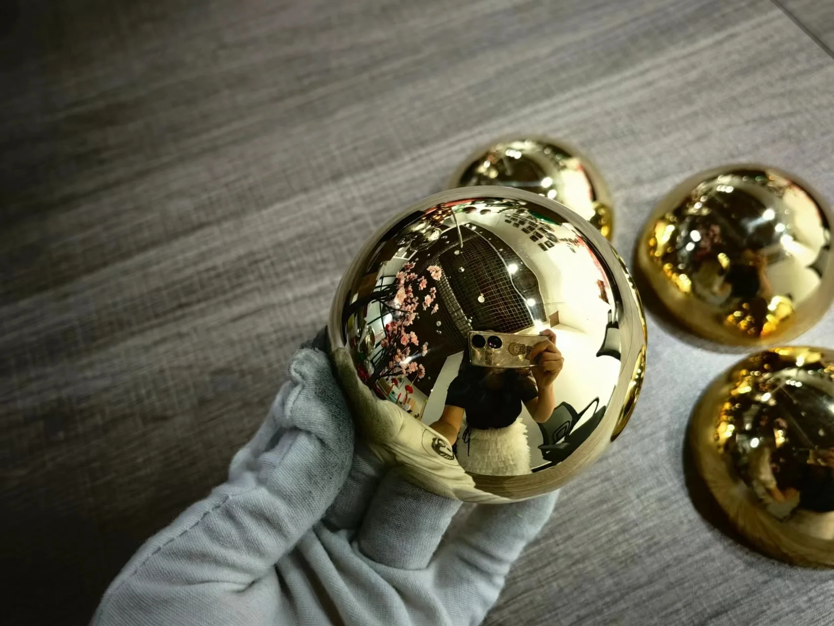 Dia25CM Shiny Brass Hemisphere Half Ball Copper Half Sphere