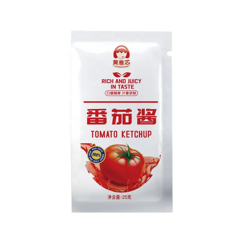 Factory New Product Wholesales Sachets Ketchup 25 g Tiny Bag Packaging Ketchup Natural Tomatoes Paste Brand Sachet Tomato Sauce