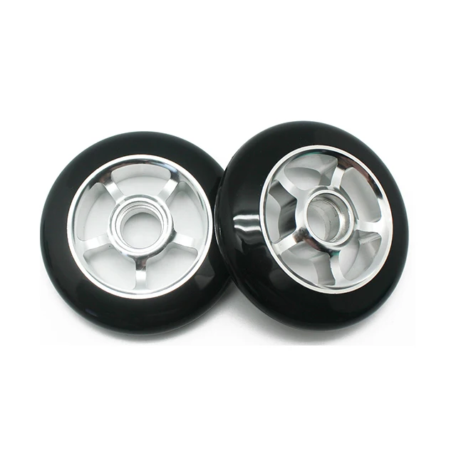 High quality scooter parts strong core wheels wholesale alloy 125mm 120mm 110mm PU scooter wheels scooter accessories