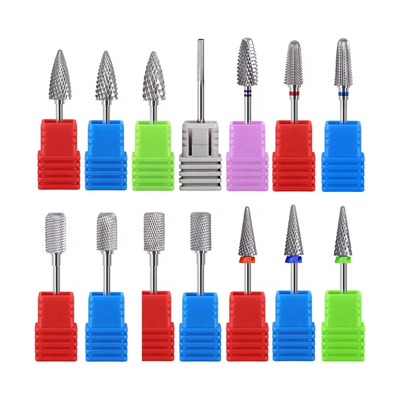 Tungsten Carbide Nail Drill Bits Rotate Electric Carbide Milling Cutters for Manicure Gel Polish Remover Tungsten Nail Bit Drill