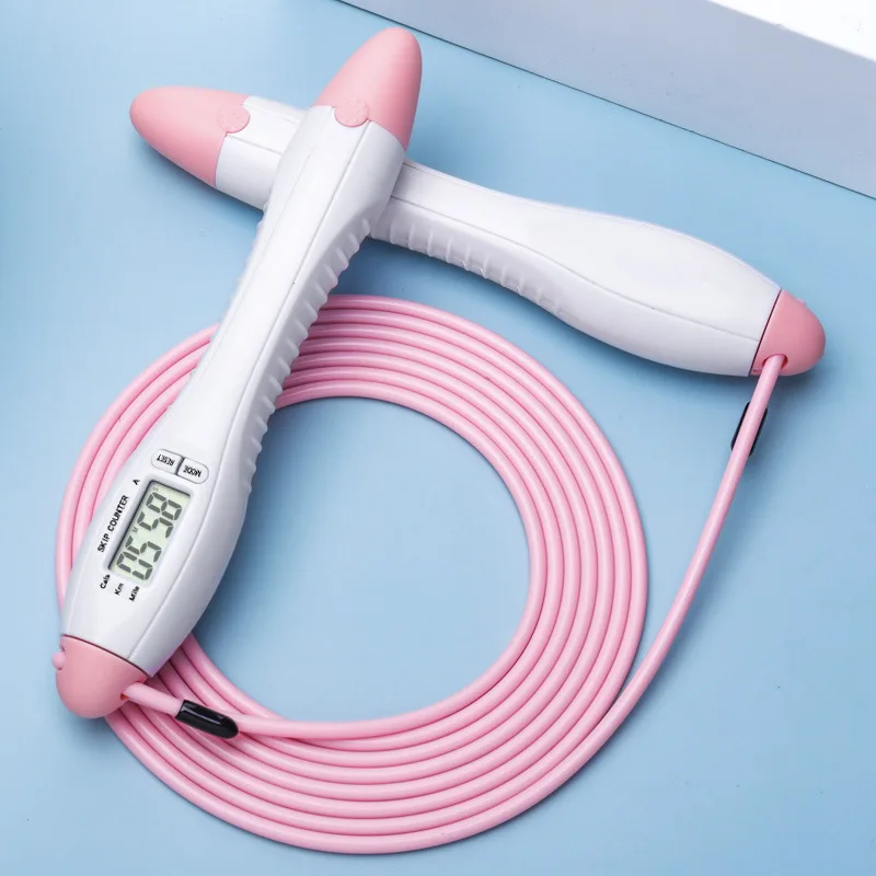 PVC Thick Calorie Counter Heavy Custom Skipping Rope  Pink Digital Skip Rope