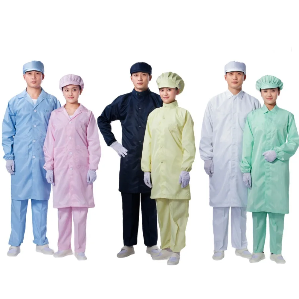 CANMAX Customized esd smock gown with hood for dust-free workshop antistatic smock Unisex esd cleanroom working uniform reusable