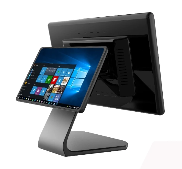 Двойной экран 15 6 дюймов сенсорный Pos Android и Windows распродажа pos для системы все в одном POS машина 4 ГБ 64 кассовый аппарат черный
