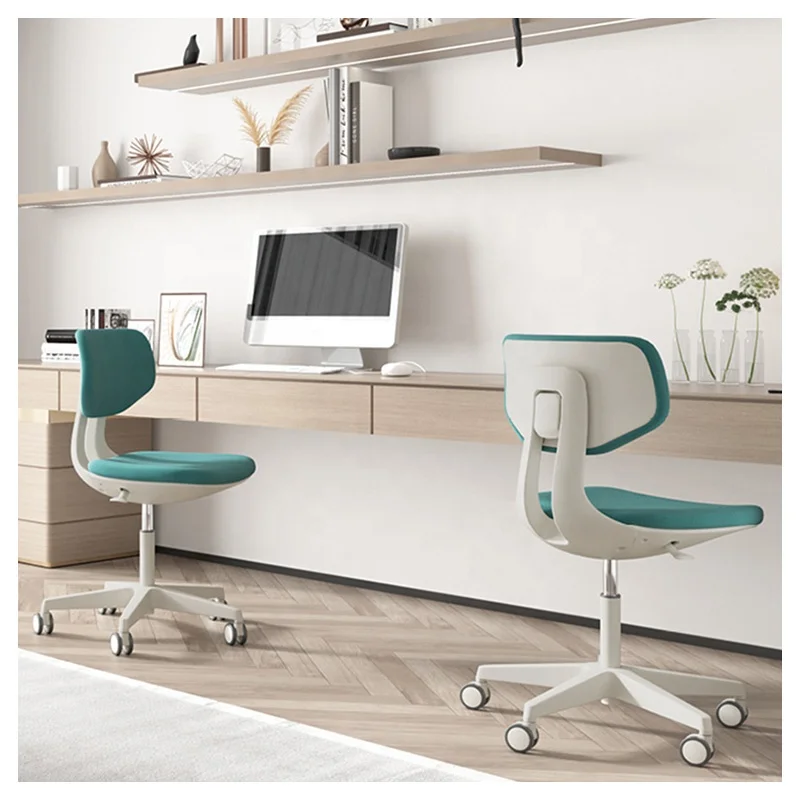 Modern Simple Style Home Living Cafe Relax Fabric Swivel Computer Chair Low Back Study Work Small Office Chair Armless