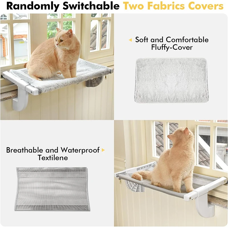 Pet Cat Window Perch One-Step Sliding Adjustment Cat Hammock Window For Windowsill & Bedside