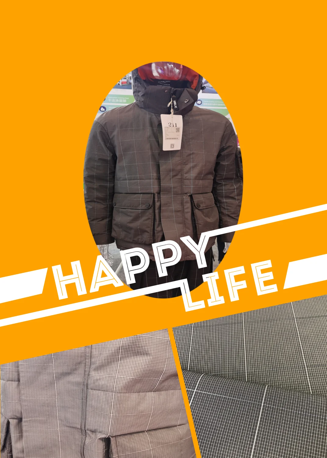 high quality 50D*75D plaid 100% polyester reflective fabric for clothes