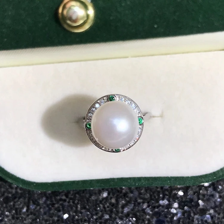 Immaculate design 925 sterling silver ring findings adjustable freshwater pearl ring jewellery for women engagement