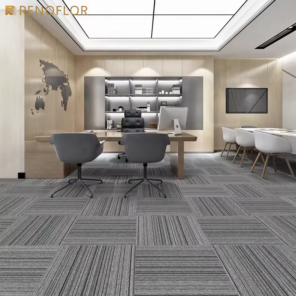 Hot Sale Cheap Price Removable Thick Commercial Bitumen PP Interlocking Floor Squares Rug 50x50 Hotel Office Carpet Tiles