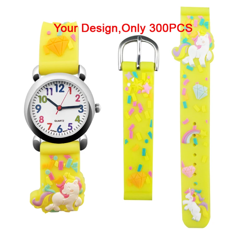 2024 Лидер продаж высококачественные рождественские подарки низкий минимальный заказ дизайн логотипа 3D Милые Мультяшные детские часы для маленьких девочек и мальчиков