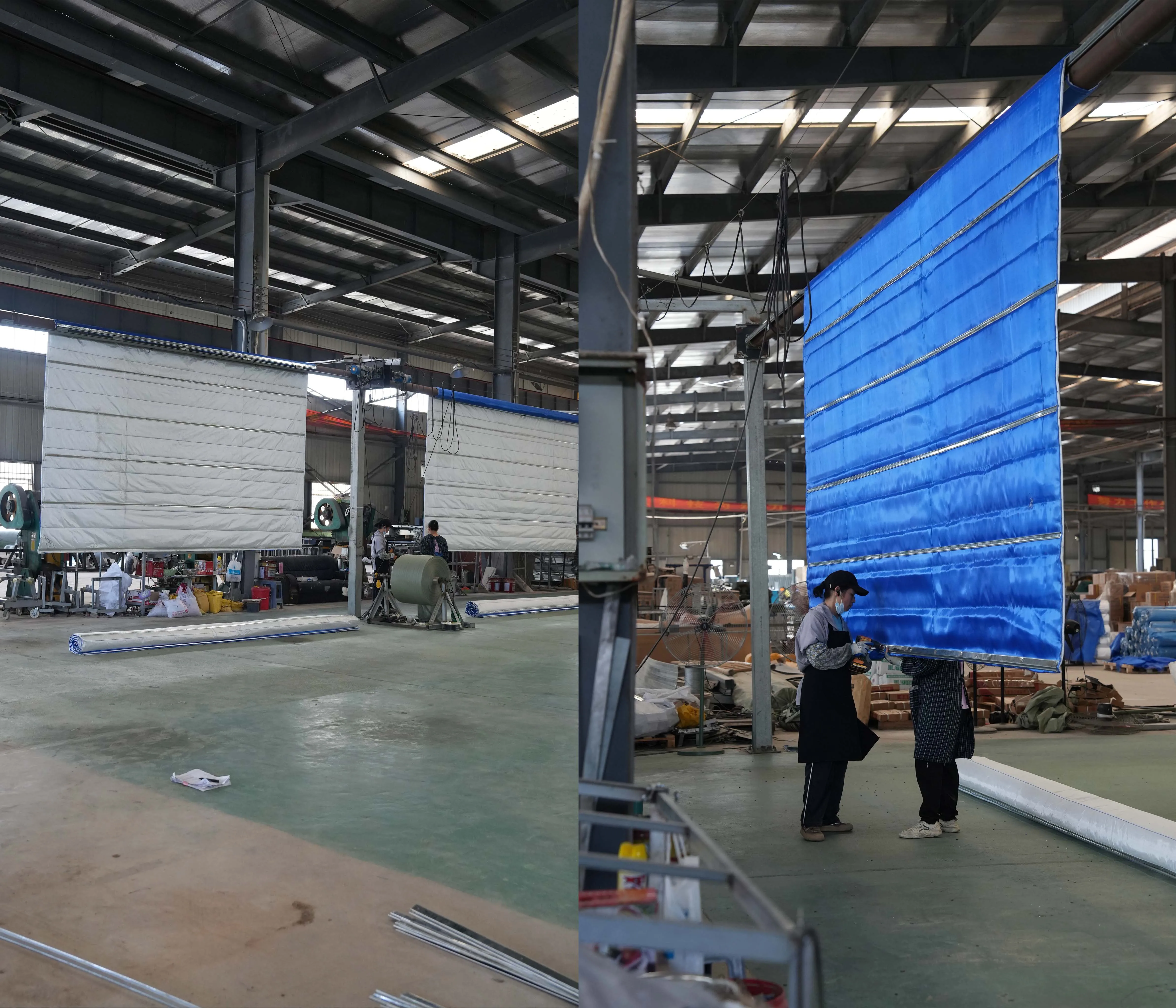 Industrial-Style Unfinished Surface Inorganic Cloth Fire Rolling Shutter Door Effective Large Shopping Basement Center Fire