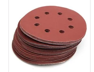 125mm brown red round abrasive sandpaper for car polishing with 5 holes sanding paper