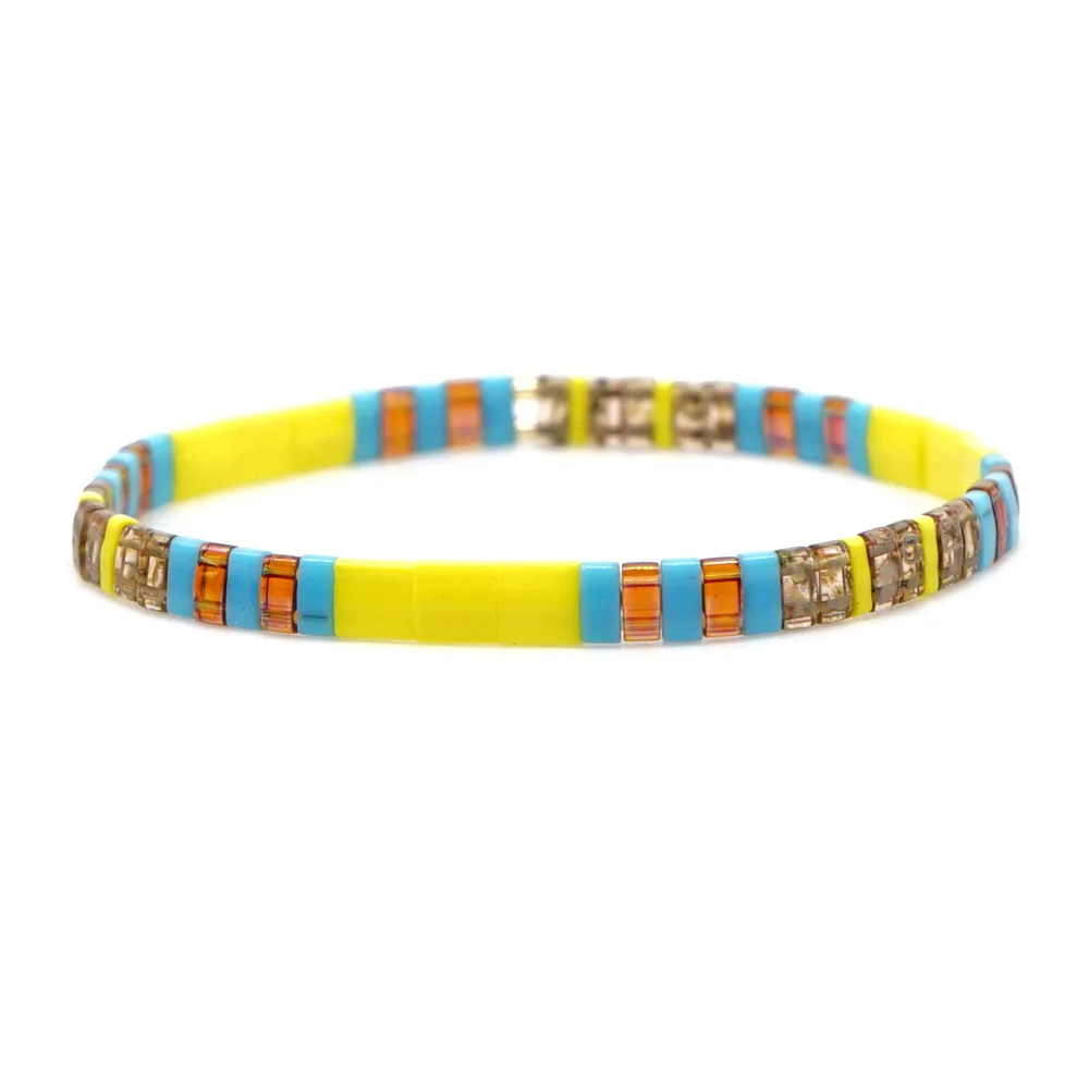 Minimalist Bohe 35 Colorful Miyuki Tila Beaded Bracelet Bohe Handmade Stacking Flat Beads Bracelet For Women Jewelry