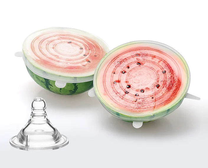 Amazon hot selling 6pcs set wholesale food grade Silicone preservative film Reusable Food Fresh Keeping wrap film