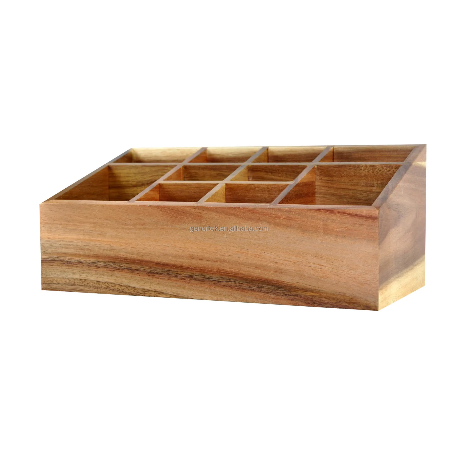 10 Compartment Wood table Sundries Organizer Cosmetic case Multifunctional Flatware Caddy