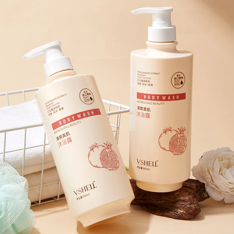 Rich Bubble Shower Gel Refreshing Nourishing Pomegranate Body Wash fruit scent for Silky Supple Skin Family Use