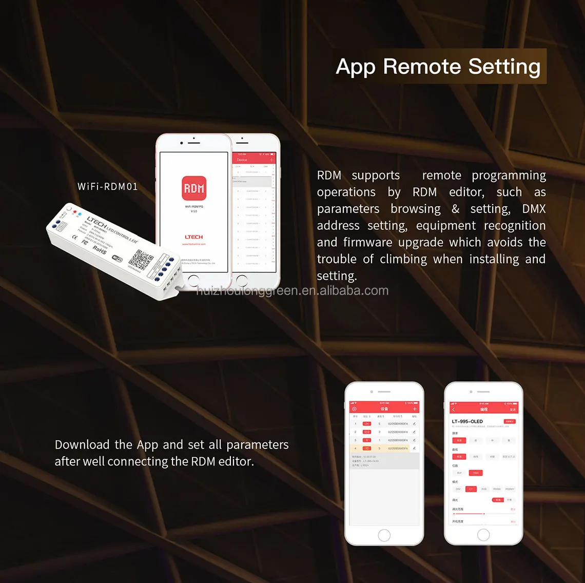 Ltech 12CH*4a CV DMX Decoder LT-912-OLED with OLED Display l decoder DIM/CT/RGB App Remote Control for stage lighting