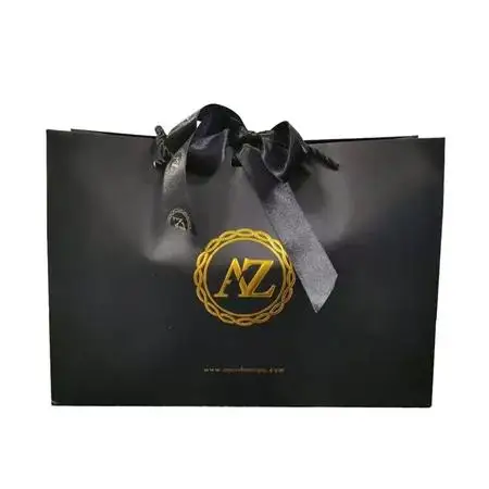 Custom Design Ribbon Handle Luxury Papier Jewelry Cosmetic Gift Clothing Shopping Packaging 250 Gsm Art Paper Bag