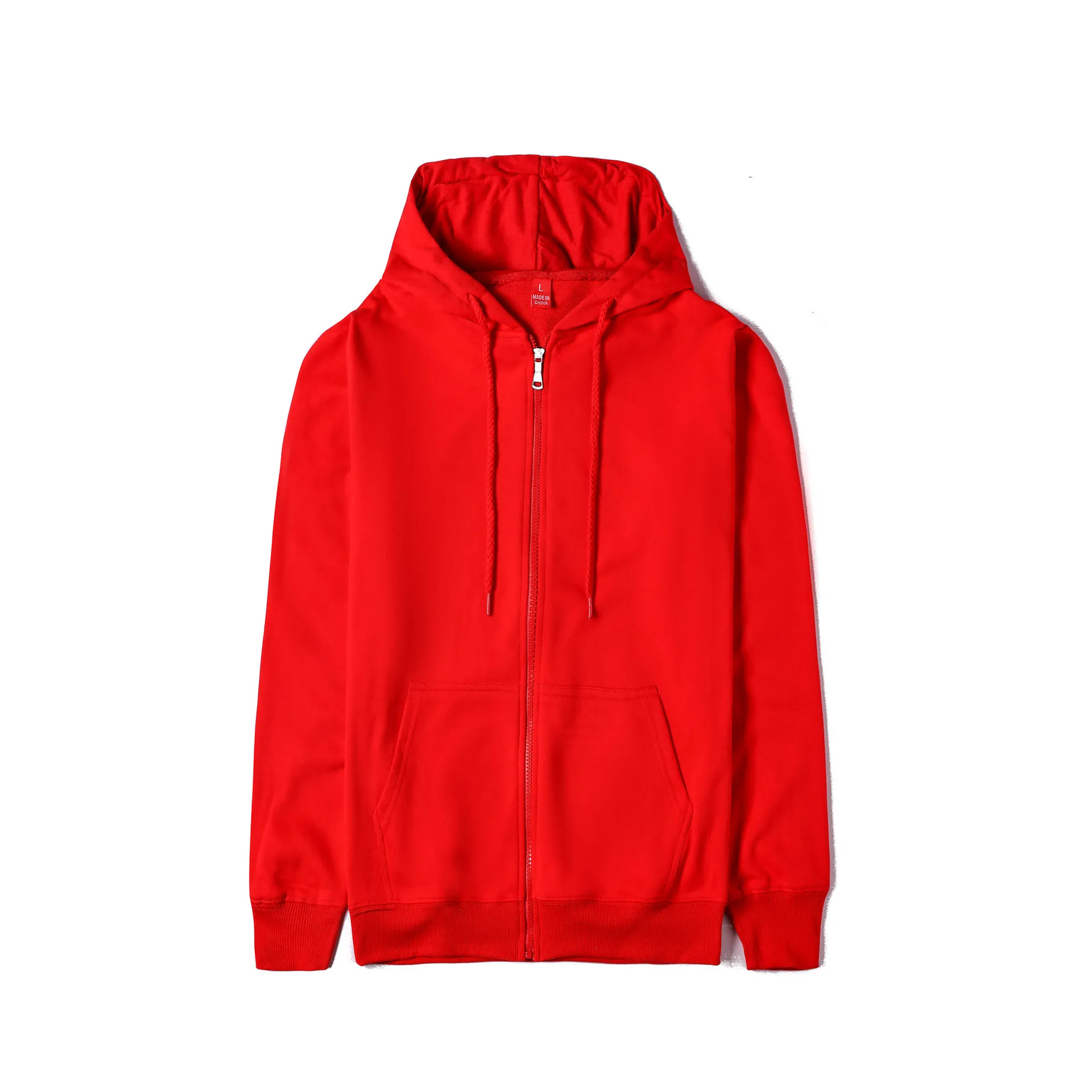 New autumn popular full zip black hoodie men sweater solid color cardigan jacket custom logo