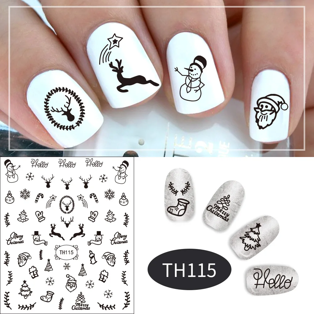 Christmas Xmas cartoon deaigner nail stickers butterfly nail sticker designer lovely animal pattern 3d nail art stickers