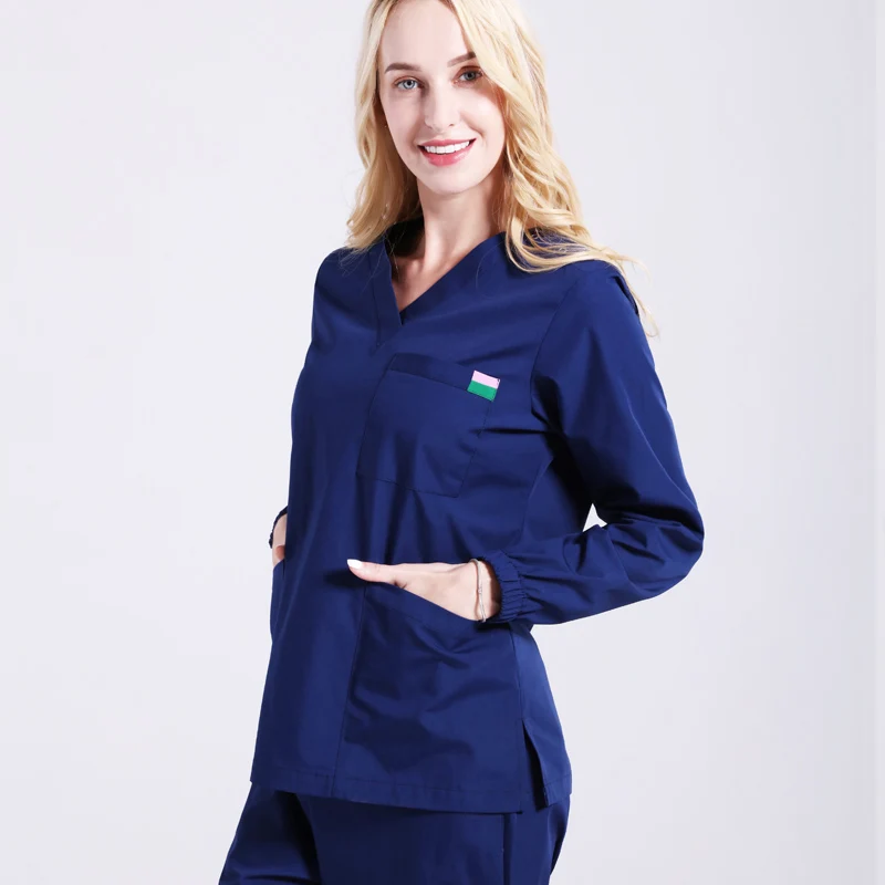 Cyalaa China Wholesale Hospital Uniform Suit Long Sleeve Unisex Medical Scrub Uniform Sets Clinic Sets Nursling Top +Pant