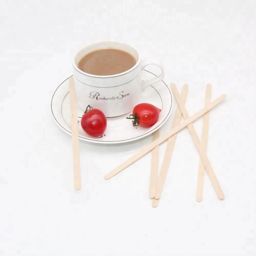 wood polished flat coffee stir mix sticks