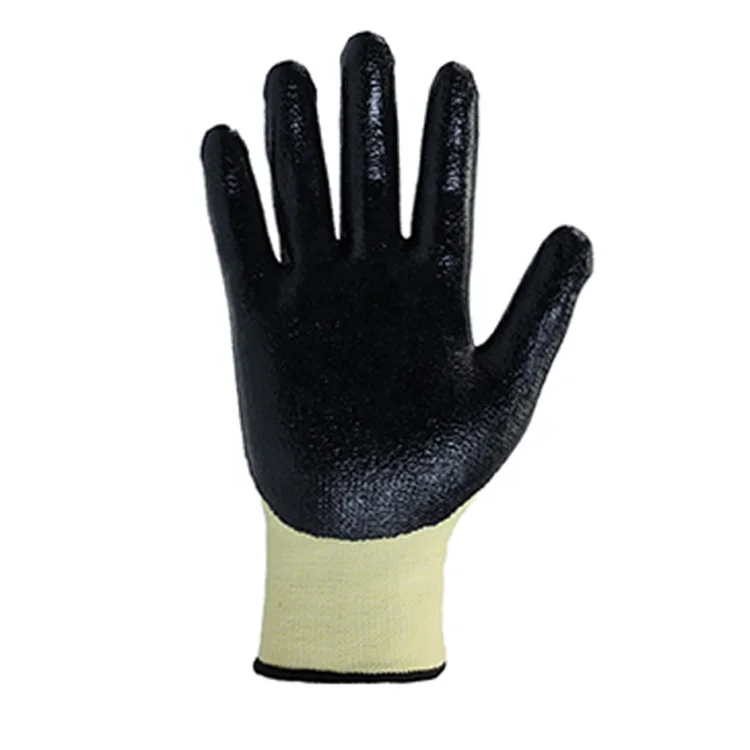 Cut Resistant 13 gauge Aramid Industrial Safety nitrile coated palm gloves with CE