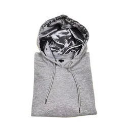 2022 Clothing Wholesale Custom Double Layer Blank LOGO High Quality Unisex Plain Satin Lined Hoodie With Silk Hood