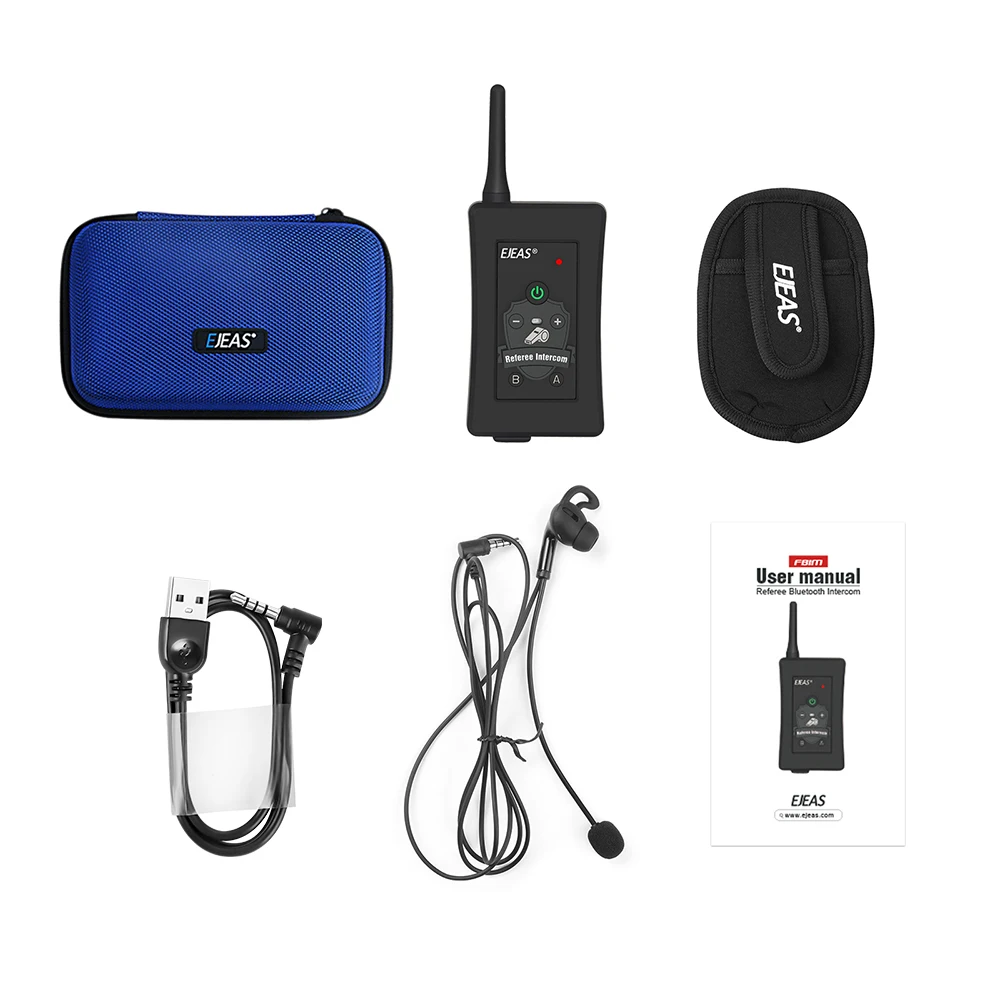 Soccer Referee Bluetooth Intercom 1500M Long Range Full Duplex Talkie Walkie