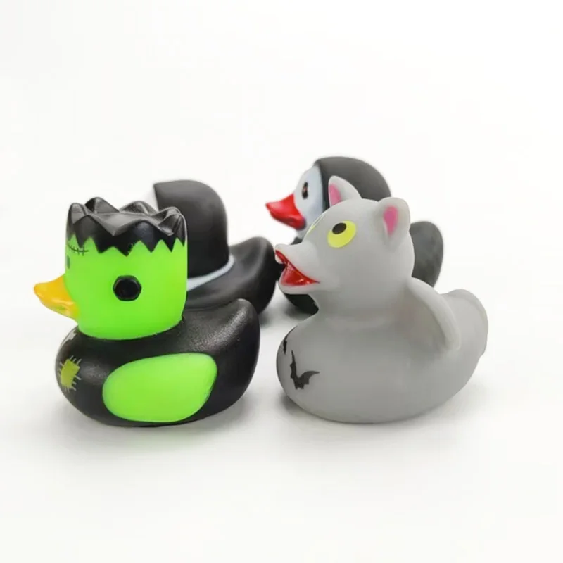 2025 Halloween New Style High Quality Eco-Friendly Bath Toy Rubber Duck Yellow Duck with Customizable Colour Shape Safe Babies