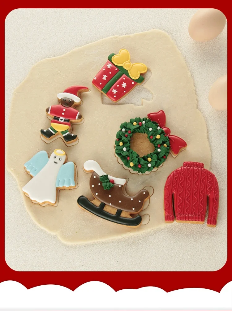 6-Piece Christmas Shape Cookie Mould Cookie Cutter Set Biscuit Mold Creative DIY Kitchen Baking Tools Home Use Cookie Cutters