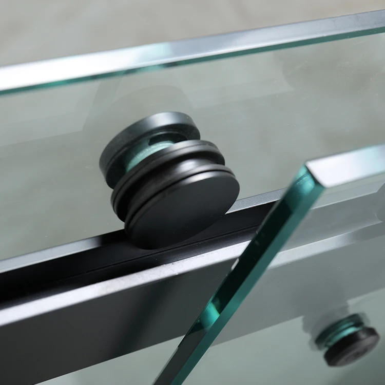 Rectangular Shower Cubicle Enclosure Aluminum Black Gold Frame Sliding Glass Shower Door