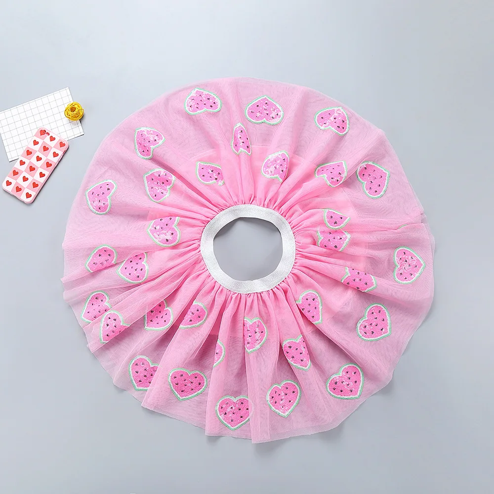 Summer Watermelon Rainbow Sequin Baby Girls Tutu Skirts Pleated Skirt Kids Princess Girls Ballet Tutu Mesh Sequin Skirts
