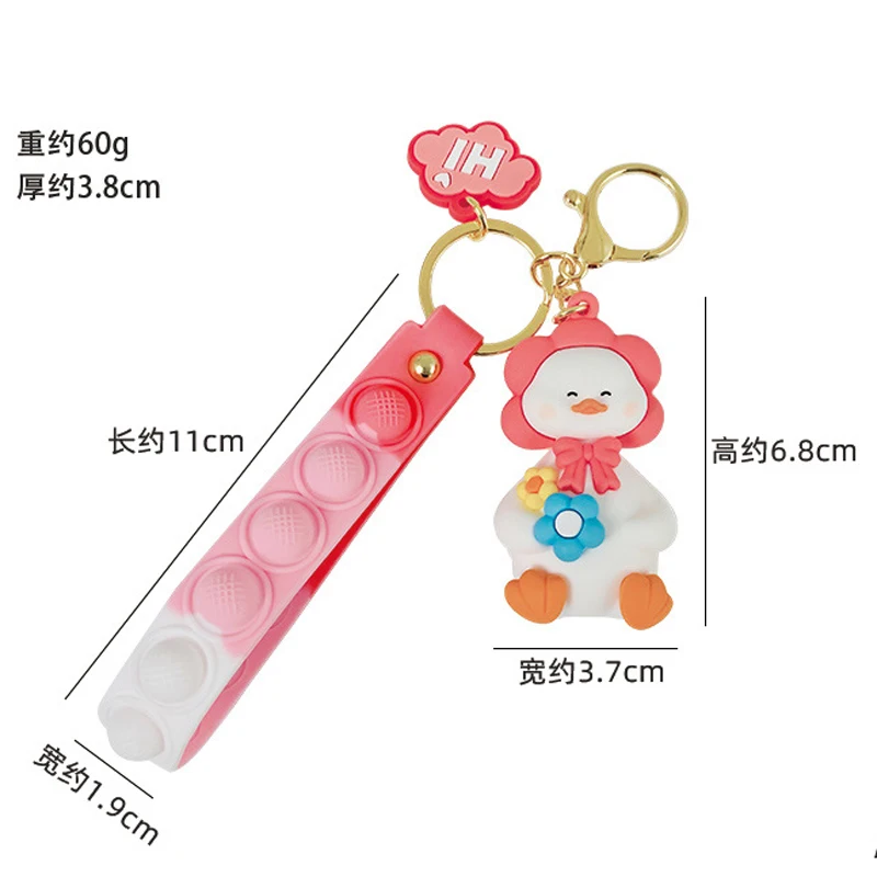 Host sell adorable Animation Comic Duckling Bracelet Wearable Push Poping bubble bracelet Duck Fidget Toy Keychain