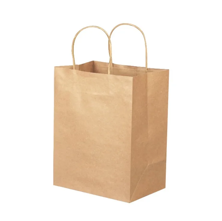 Пользовательский логотип, переработанная бумага, коричневая крафт-бумага, Подарочный пакет для покупок с ручками