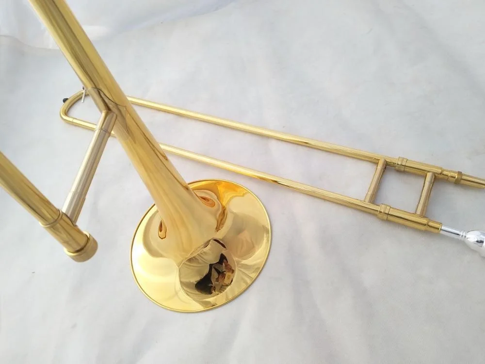 
Weifang Rebon Tuning Bb/F key Slide plated gold Tenor Trombone 