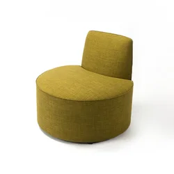 European Style Upholstered Round Fabric Sofa Barrel Chair Lazy Sofa Floor Chair