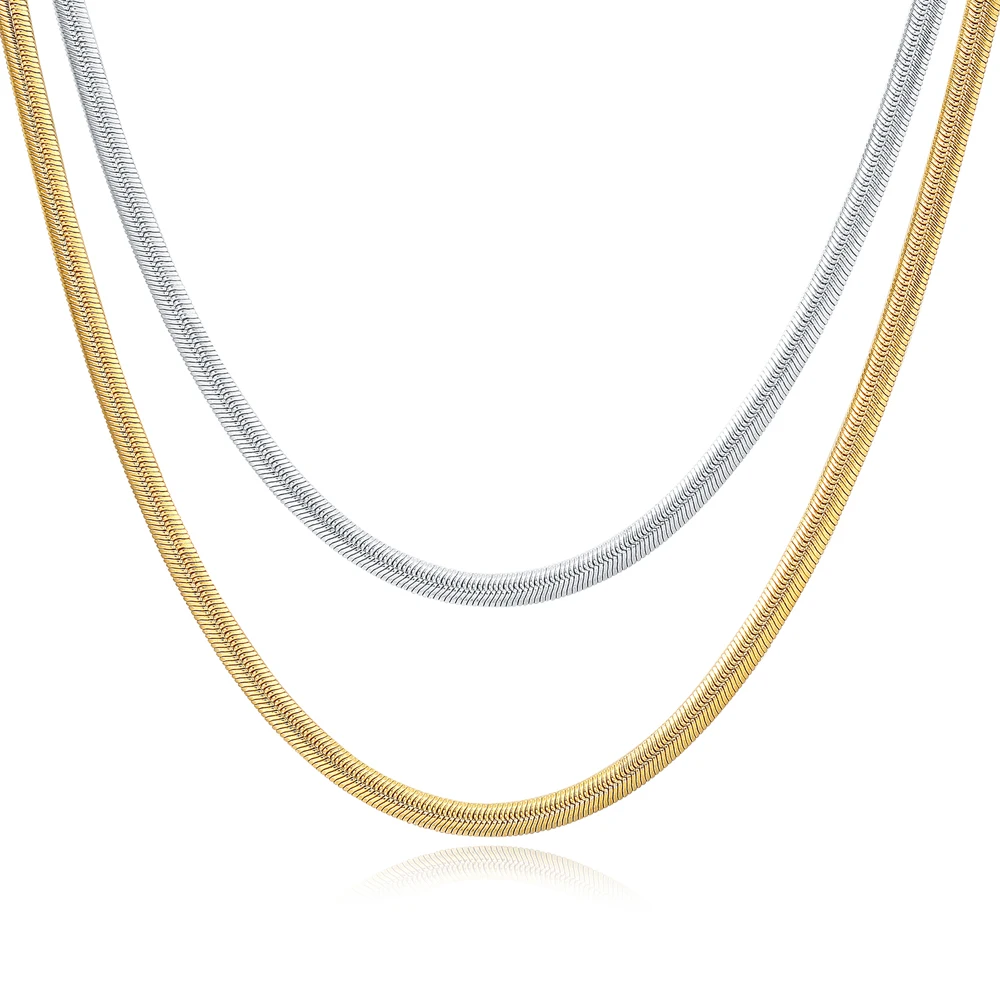 4mm Gold Snake Chain Thick Chain Choker  Thick Gold Necklace Gold Herringbone Chain for Women and Girls