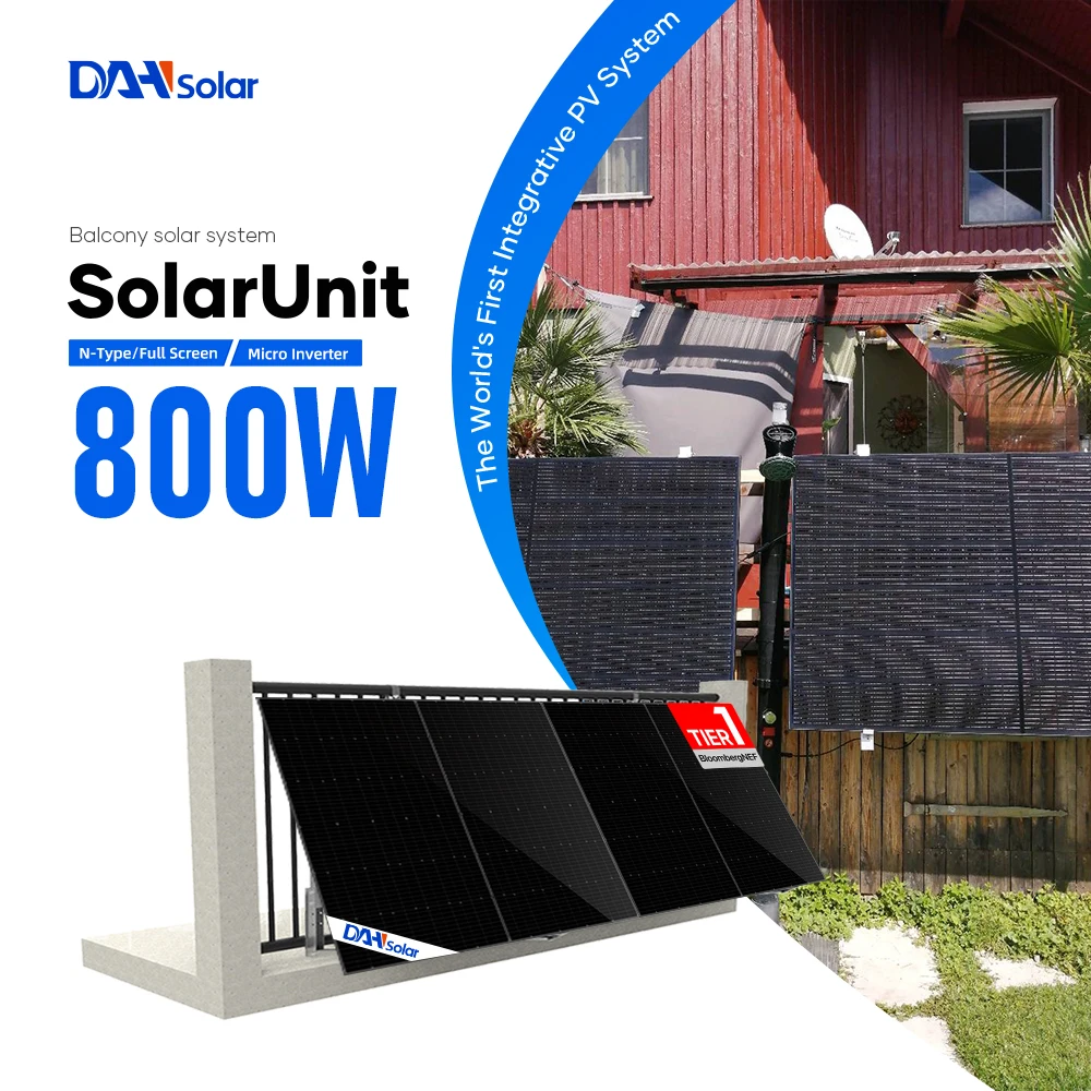 DAH SolarUnit европейская Германия черная солнечная панель с Wi-Fi энергия 800 Вт крепление на балкон комплект солнечной системы 600 1 кВт