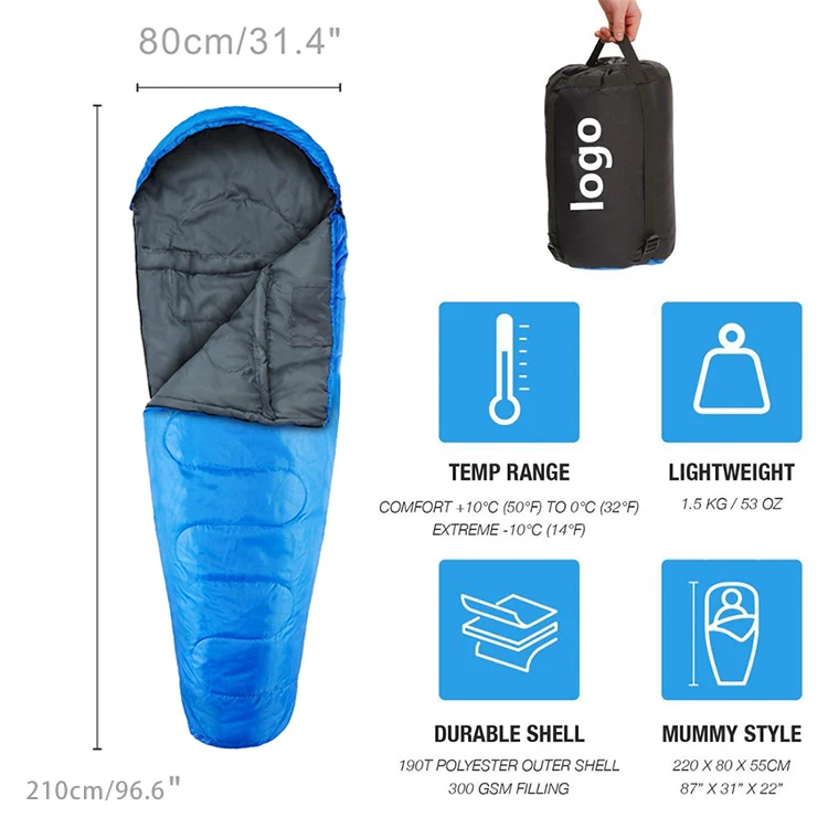 210T Polyester Canvas Sleeping Bag Waterproof Camping Outdoors Mummy Outdoor Bags For