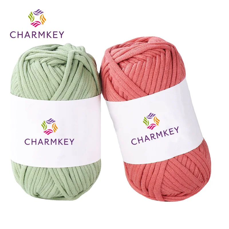 High Quality 4mm Thick 68%Cotton 32%Nylon  Blended Tube Hand Knitting Yarn for Bags Crochet DIY kit