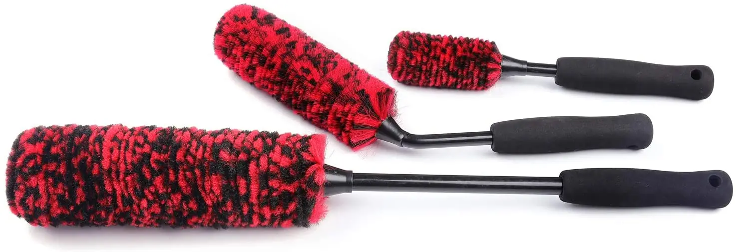Synthetic Wool Wheel Brush 3pcs Set Soft Bristle Car Cleaning Brush
